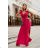 Women's Plus Size (42-46) Long Elegant Party Sleeveless Dress POLISH FASHION PMLBC23265-10 dark pink 34