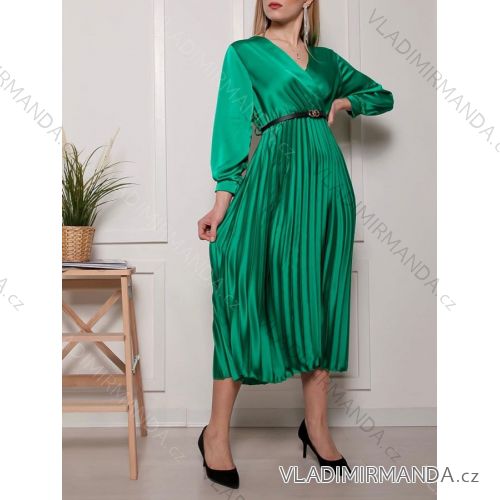 Women's Elegant Belt Long Sleeve Dress (S/M ONE SIZE) ITALIAN FASHION IMM23UN6139