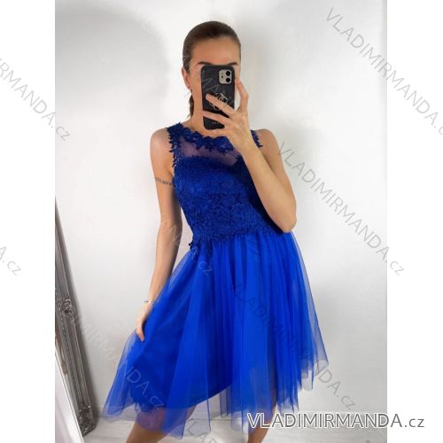 Šaty elegantní plesové bez rukávu krajka dámské (uni s/m) ITALSKá MóDA IM919828/DR
