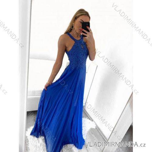 Women's elegant party long sleeveless dress (S/M ONE SIZE) ITALIAN FASHION IMM2219805/DUkr. blue