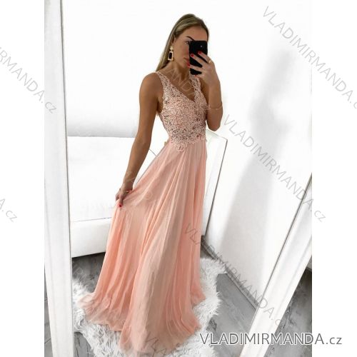 Women's long party dress with straps (S/M ONE SIZE) ITALIAN FASHION IMPSH2261102/DUsv. pink