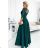 Elegant formal lace dress with long 3/4 sleeves Amber (S-2XL) POLISH FASHION NMC-309-5/DU green M
