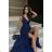 Women's Plus Size (42-46) Long Elegant Party Sleeveless Dress POLISH FASHION PMLBC23265-10 dark blue 48
