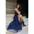 Women's Plus Size (42-46) Long Elegant Party Sleeveless Dress POLISH FASHION PMLBC23265-10 dark blue 48