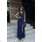 Women's Plus Size (42-46) Long Elegant Party Sleeveless Dress POLISH FASHION PMLBC23265-10 dark blue 48