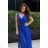Women's Plus Size (42-46) Long Elegant Party Sleeveless Dress POLISH FASHION PMLBC23265-10 Royal blue 36