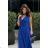 Women's Plus Size (42-46) Long Elegant Party Sleeveless Dress POLISH FASHION PMLBC23265-10 Royal blue 36