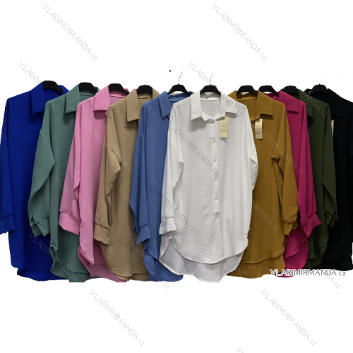 Women's Plus Size Extended Long Sleeve Shirt (XL/2XL ONE SIZE) ITALIAN FASHION IMC22808