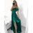 Carmen long strapless elegant satin women's dress (S/M ONE SIZE) ITALIAN FASHION IMPBB22B22735/DR - lime green - S/M