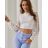 Women's Lace Long Sleeve Crop Top/Blouse (S/M ONE SIZE) ITALIAN FASHION IMPGM233317