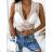 Women's Sleeveless Lace Crop Top (S/M ONE SIZE) ITALIAN FASHION IMPBB23D1148