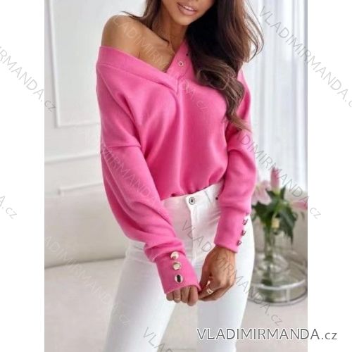 Women's Oversize Long Sleeve T-Shirt (S/M ONE SIZE) ITALIAN FASHION IMWA23133
