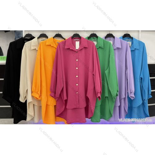Women's Oversize Long Sleeve Shirt (S/M ONE SIZE) ITALIAN FASHION IMWD23189