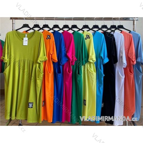 Women's Plus Size Short Sleeve Dress (XL/2XL ONE SIZE) ITALIAN FASHION IMWT23198