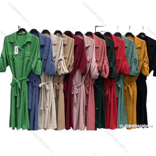 Women's Plus Size Long Sleeve Shirt Dress (2XL/3XL ONE SIZE) ITALIAN FASHION IMC23070