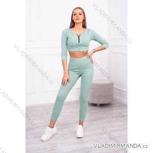 Dark mint ribbed short top set