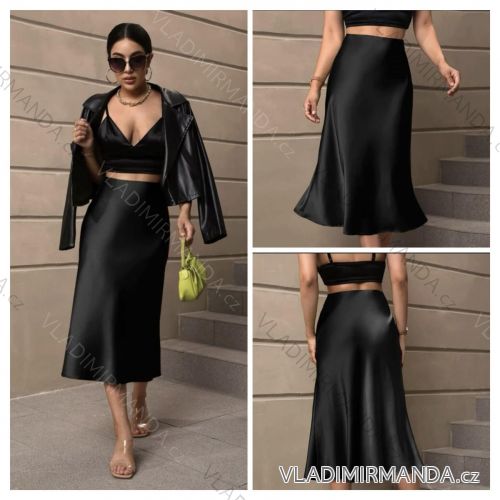 Women's Medium Length Satin Skirt (S/M ONE SIZE) ITALIAN FASHION IMM23UN6886