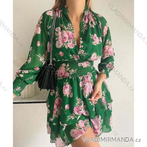 Women's Floral Elegant Long Sleeve Dress (S/M ONE SIZE) ITALIAN FASHION IMPLP2363530012