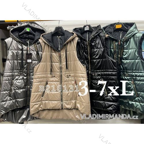 Women's Plus Size (3XL-7XL) Spring Hooded Vest POLISH FASHION PMLB23B218131