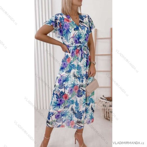 Women's Long Chiffon Short Sleeve Dress (S/M ONE SIZE) ITALIAN FASHION IMWGM23449