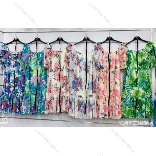 Women's Belted Chiffon Dress Carmen (S/M ONE SIZE) ITALIAN FASHION IMWGM23452