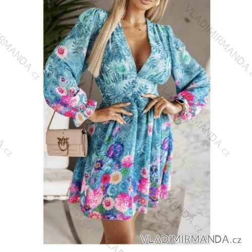 Women's Elegant Summer Long Sleeve Dress (S/M ONE SIZE) ITALIAN FASHION IMWB23075