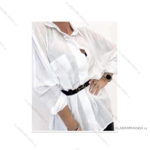 Šaty elegantní košilové dlouhý rukáv dámské (S/M ONE SIZE) ITALSKÁ MÓDA IMWY21734