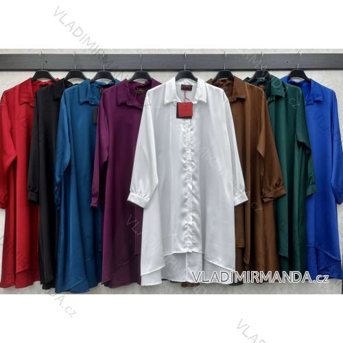 Šaty elegantní košilové dlouhý rukáv dámské (S/M ONE SIZE) ITALSKÁ MÓDA IMWY21734