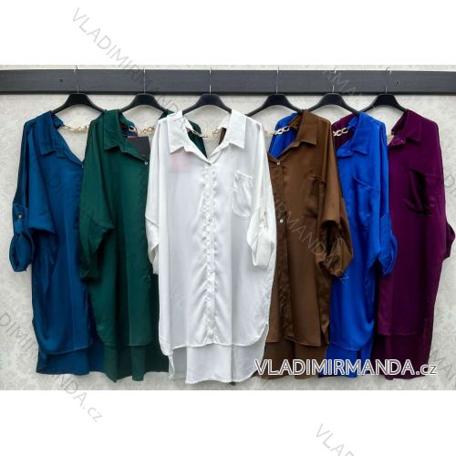 Šaty elegantní košilové dlouhý rukáv dámské (S/M ONE SIZE) ITALSKÁ MÓDA IMWY21734