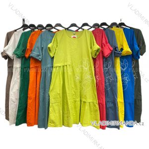 Women's Plus Size Short Sleeve Cotton Dress (XL/2XL ONE SIZE) ITALIAN FASHION IMWT23556
