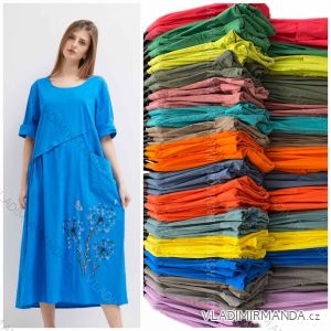 Women's Plus Size Cotton Short Sleeve Dress (XL/2XL ONE SIZE) ITALIAN FASHION IMWT23557
