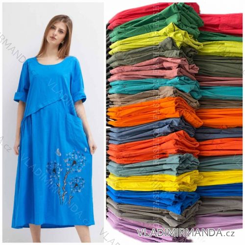 Women's Plus Size Cotton Short Sleeve Dress (XL/2XL ONE SIZE) ITALIAN FASHION IMWT23557