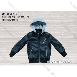 Children's leather jacket with hood (104-128) ACTIVE SPORTS ACT23YM-315
