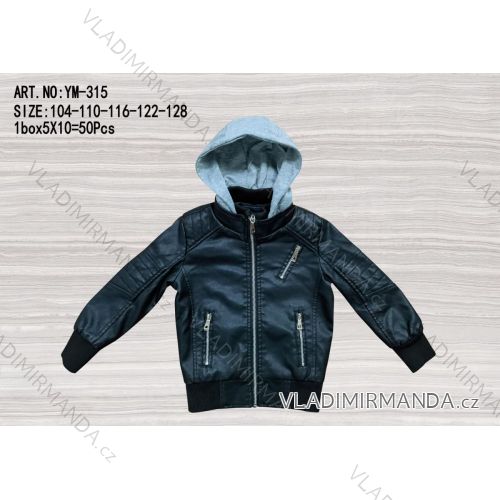 Children's leather jacket with hood (104-128) ACTIVE SPORTS ACT23YM-315