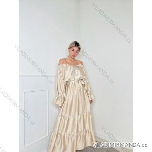 Women's Long Elegant Carmen Long Sleeve Dress (S/M ONE SIZE) ITALIAN FASHION IMPBB23U9995