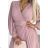 414-2 KLARA pleated dress with a belt and a neckline - powder pink
