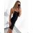 Women's Elegant Long Party Sparkly Sequin Strapless Dress (S/M ONE SIZE) ITALIAN FASHION IMWY224032 black S/M