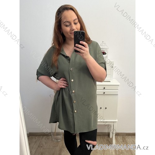 Shirt extended 3/4 long sleeve women's (L/XL/2XL ONE SIZE) ITALIAN FASHION IM423025 XL/2XL khaki