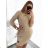 Classic Warm Long Sleeve Dress Women's (L / XL ONE SIZE) ITALIAN FASHION IMD211121 S/M Brown