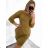 Classic Warm Long Sleeve Dress Women's (L / XL ONE SIZE) ITALIAN FASHION IMD211121 S/M Brown