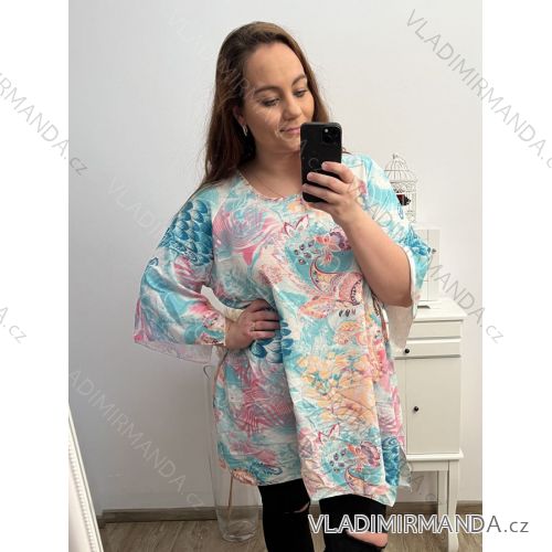 Oversize Tunic 3/4 Long Sleeve Women Plus Size (3XL/4XL ONE SIZE) ITALIAN FASHION IMC23140