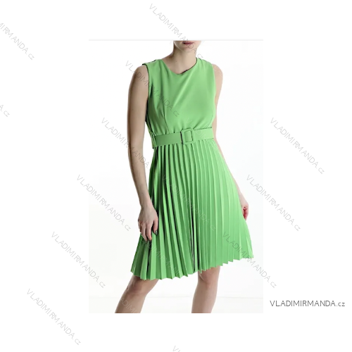 Women's Belted Sleeveless Pleated Dress (S/M ONE SIZE) ITALIAN FASHION IMPDY23LS19232
