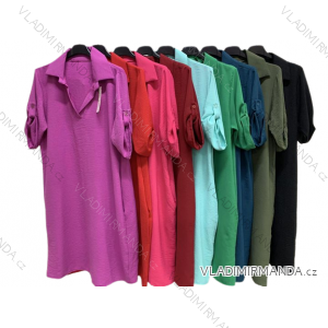 Women's Short Sleeve Summer Shirt Dress (L/XL ONE SIZE) ITALIAN FASHION IMC23172