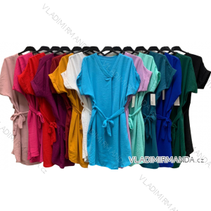 Summer Dress with Belt Short Sleeve Women's Plus Size (XL/2XL ONE SIZE) ITALIAN FASHION IMC23179