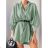 Women's Elegant Belt Long Sleeve Dress (S/M ONE SIZE) ITALIAN FASHION IMM23UN6139
