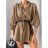 Women's Elegant Belt Long Sleeve Dress (S/M ONE SIZE) ITALIAN FASHION IMM23UN6139