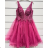 Women's elegant evening dress with straps (S/M ONE SIZE) ITALIAN FASHION IMPSH2350119 dark pink S / M