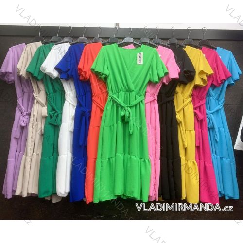 Women's Long Chiffon Short Sleeve Dress (S/M ONE SIZE) ITALIAN FASHION IMWGM23456