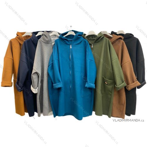 Women's Long Sleeve Hooded Zipper Fleece Coat (2XL/3XL ONE SIZE) ITALIAN FASHION IMWT23658