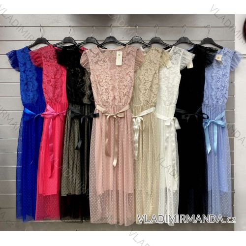 Women's Long Chiffon Short Sleeve Dress (S/M ONE SIZE) ITALIAN FASHION IMWGM23456